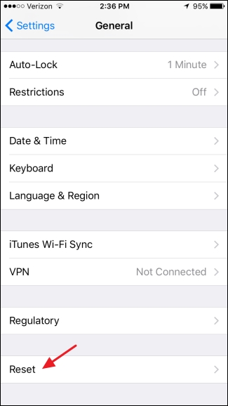 tìm và nhấn chọn Reset